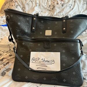 MCM Black Liz With Space Interior W/ Matching Wristlet